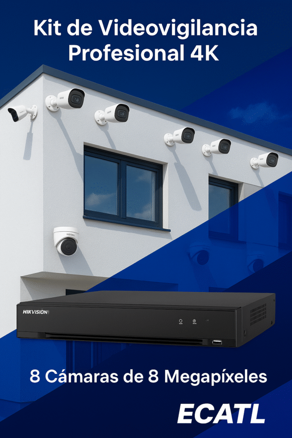 Kit de Videovigilancia Profesional ECATL – 8 Cámaras 4K (8MP)